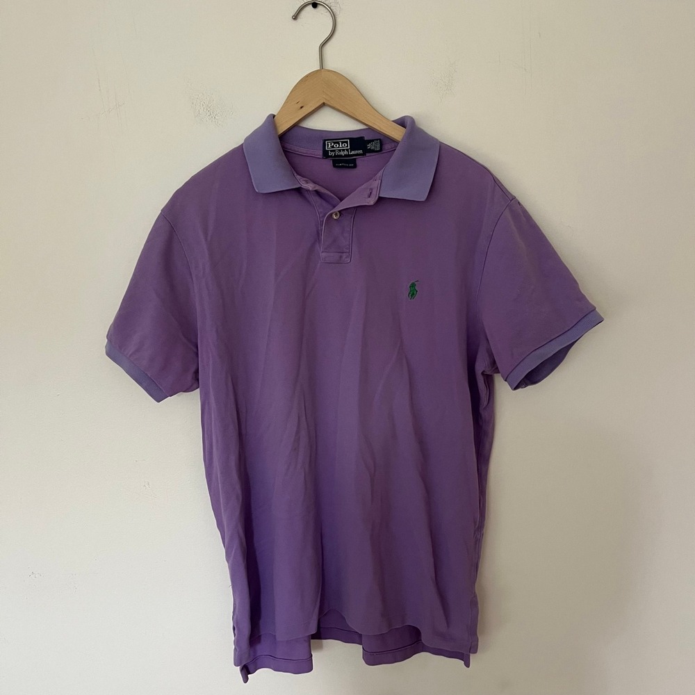 Polo Ralph Lauren Mens XL Custom Fit Purple Short Sleeve Pique Polo Shirt